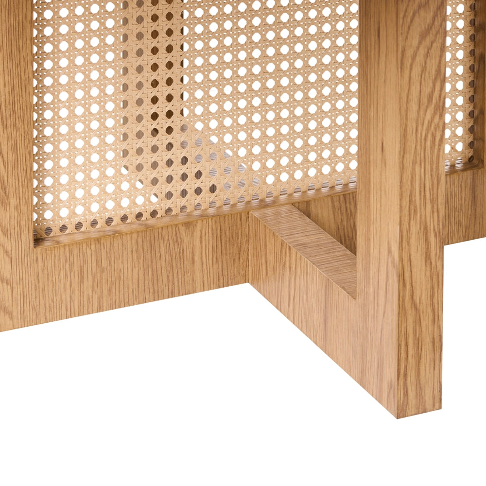 Tavolino moderno in MDF e rattan ø 80 cm Arredamento per il soggiorno Marrone chiaro