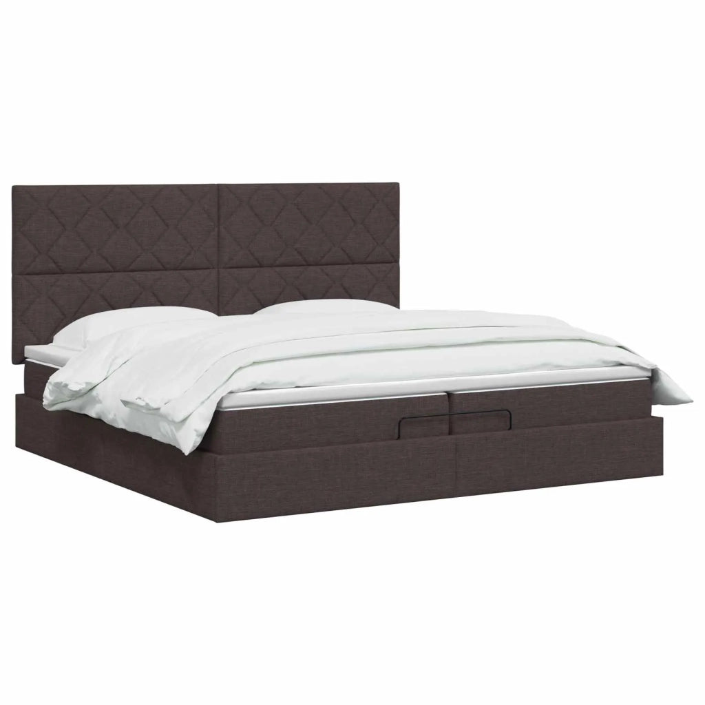 Letto Ottomano con Materasso e LED Marrone Scuro 200 x 200 cm 3458183