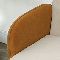 Divano 2 Posti Stile Nordico 138x73x74 cm in Tessuto Effetto Velluto e Legno Crema e Arancione