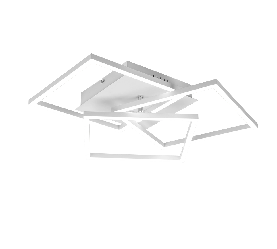 Plafoniera LED 3 quadrati, metallo, bianco, L 39 cm, Mobile