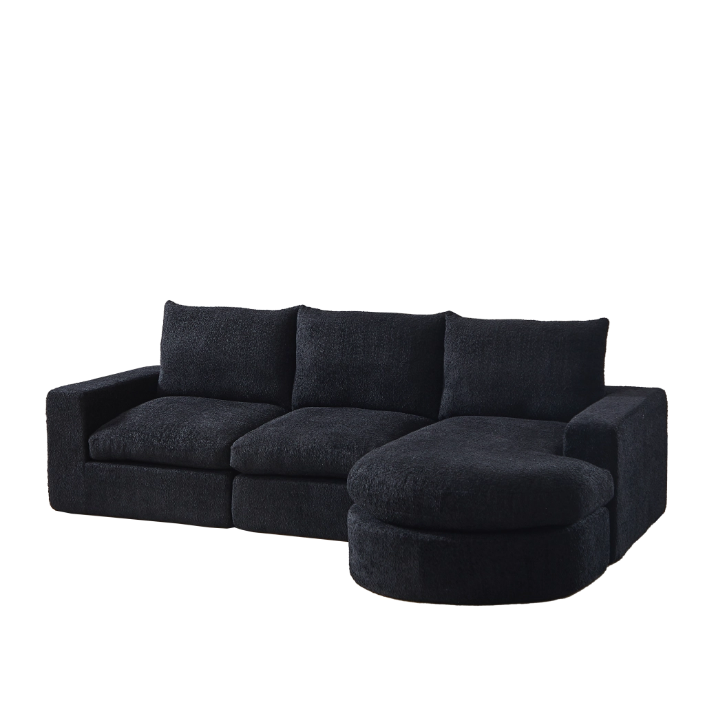 Divano Modulare Angolare con Chaise Longue in Chenille ¨C MINIMAL ¨C Grigio