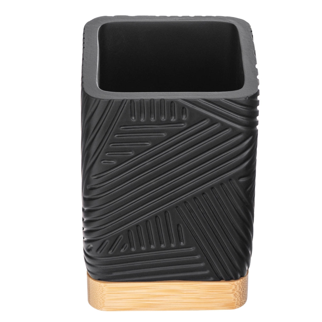 Set da bagno KADAX con dispenser di sapone liquido e bicchiere da bagno nero