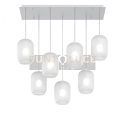 SOSPENSIONE BIANCO 7 LUCI RETTANGOLARE VETRI BIANCO FOG 1181BI-S7 R-BF