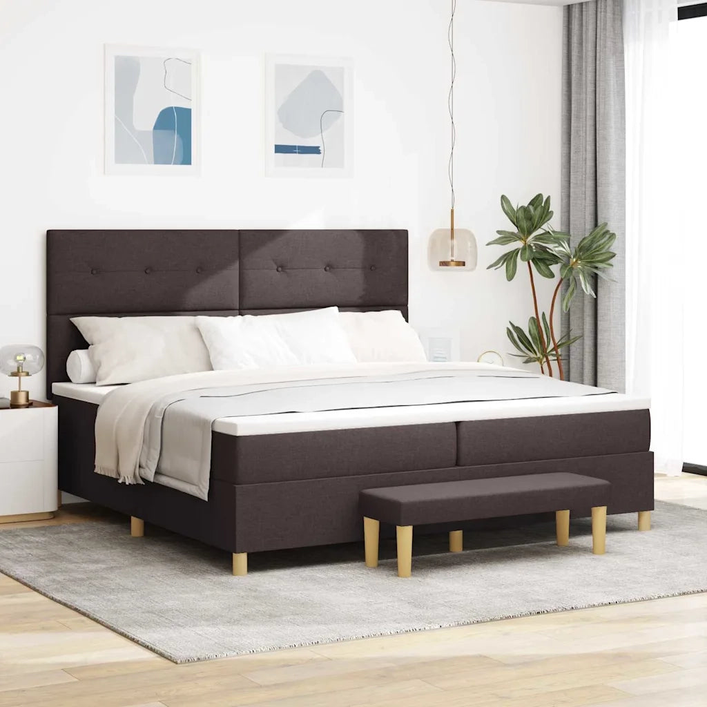 Letto a molle con testiera Marrone scuro 200 x 200 cm Tessuto 3344327