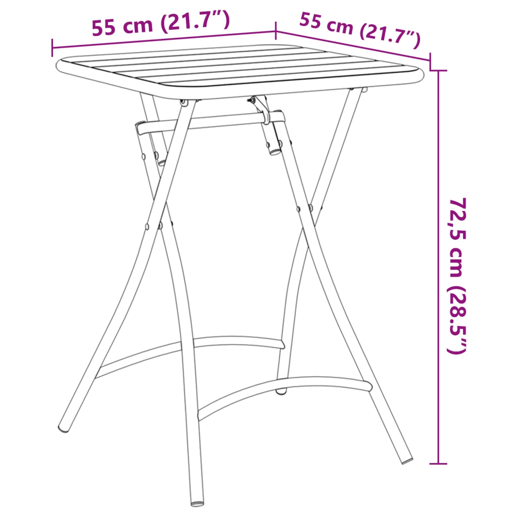 Tavolo da giardino pieghevole  - Antracite - 55x55x73 cm - Acciaio