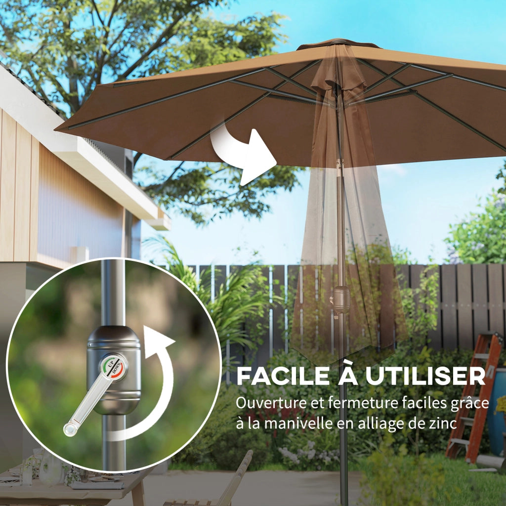 Ombrellone da giardino inclinabile 3 m ¨C zephmum ¨C tondo metallo poliestere marrone