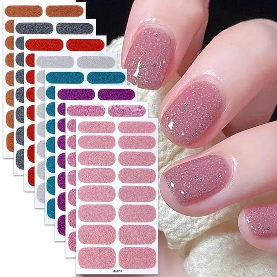 5 tipi di smalti per unghie, adesivi per unghie, set di adesivi per unghie, set di copertura completa, unghie nude + due limitori per unghie
