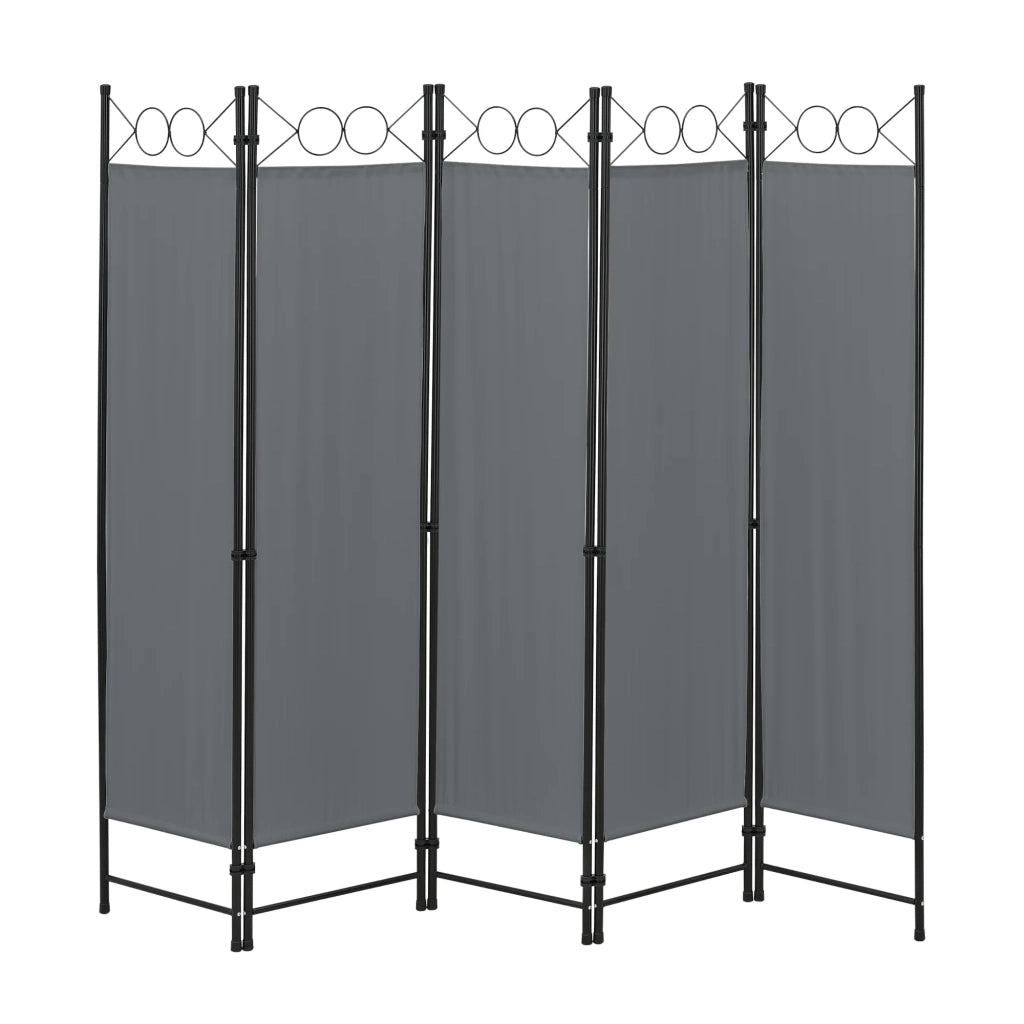 Schermo divisorio per la privacy Saragossa a 5 pannelli 171 x 200 cm grigio scuro 03_0008066