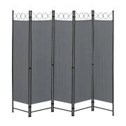 Schermo divisorio per la privacy Saragossa a 5 pannelli 171 x 200 cm grigio scuro 03_0008066