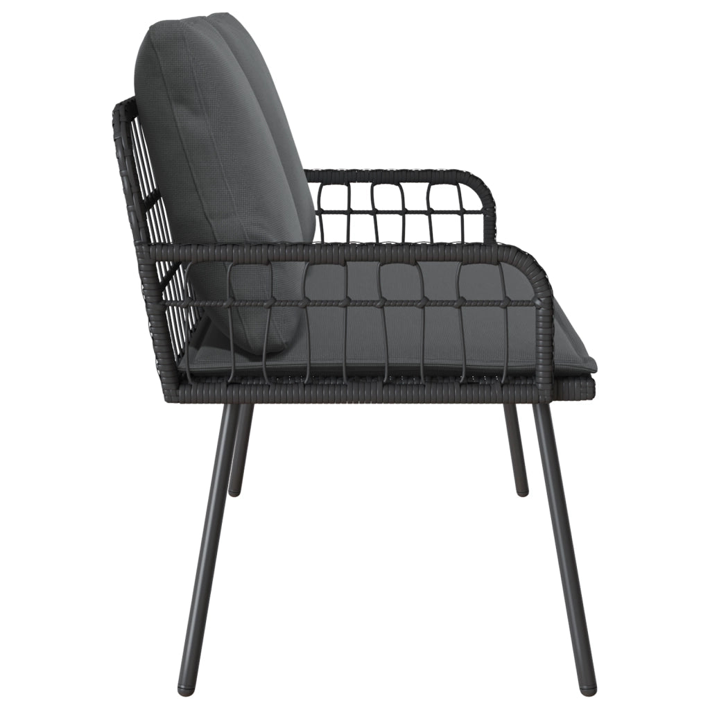 Panchina da Giardino  Nera 114x64x78 cm in Polyrattan