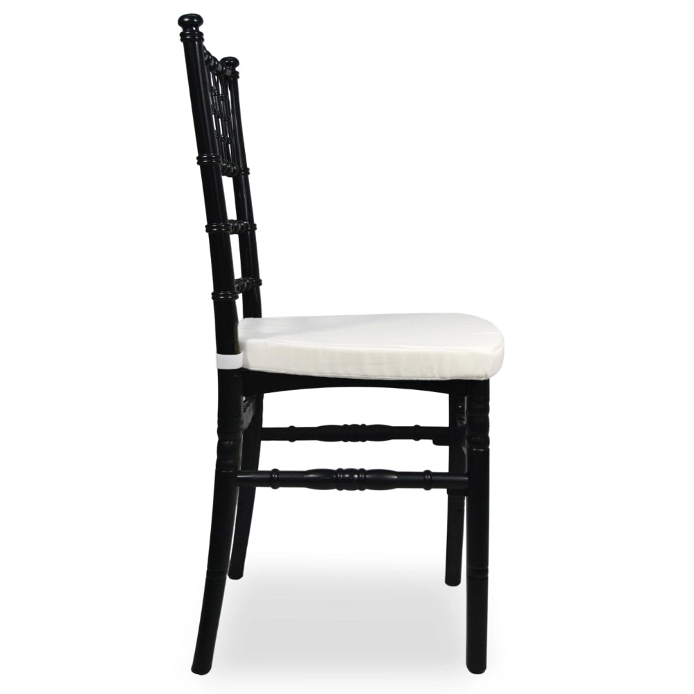 Set da 20 Sedie Chiavarine Plastica nere con cuscino antiscivolo bianco