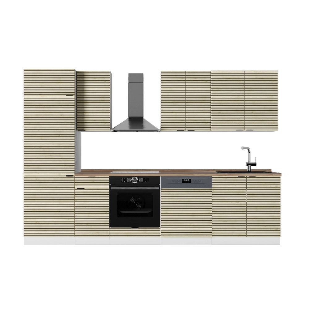 Cucina componibile Fame-Line Pannello in quercia/Bianco 300 cm, PL Rovere Vicco
