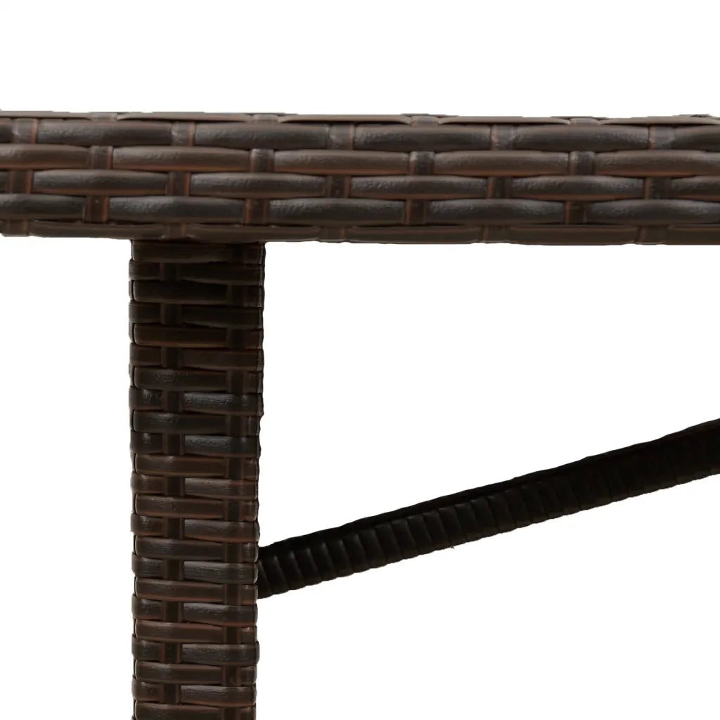 Tavolo Giardino Piano in Vetro Marrone 240x90x75 cm Polyrattan 365598