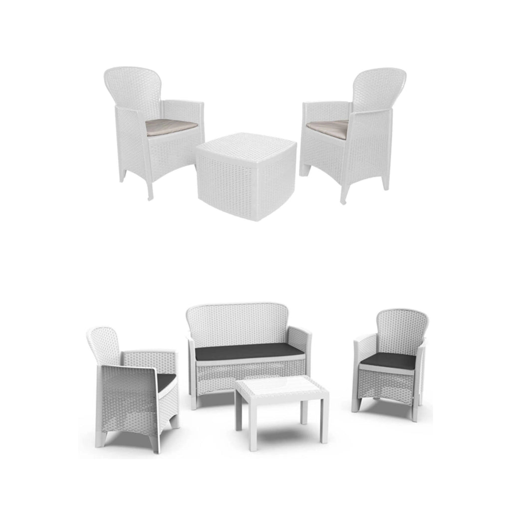 Salottino Outdoor Dervio, set Salotto da Esterno 6 Posti Made in Italy, Bianco