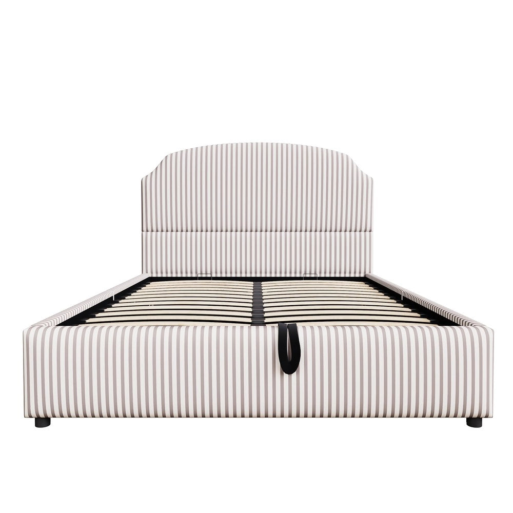 Letto Contenitore Imbottito 140x200 ¨C Xylo ¨C Tessuto Rigato, Testiera, Idraulico