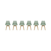 Set 6 sedie scandinave imbottite, gambe in legno per sala da pranzo,