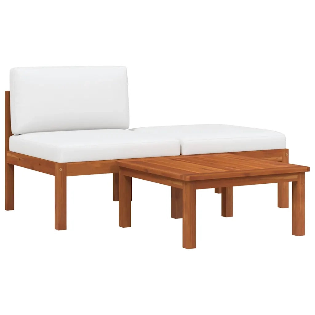 Set da giardino 3 pz | Set Salotto da Giardino con cuscini in legno di acacia e corda