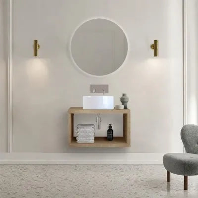 Mensolone bagno 60 cm rovere miele con vano a giorno per lavabo da appoggio Master
