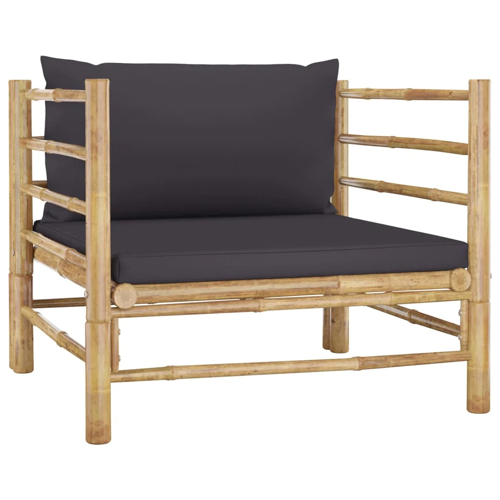 Set di mobili da giardino per esterni 7 pezzi con cuscini in bambù grigio scuro 02_0017197