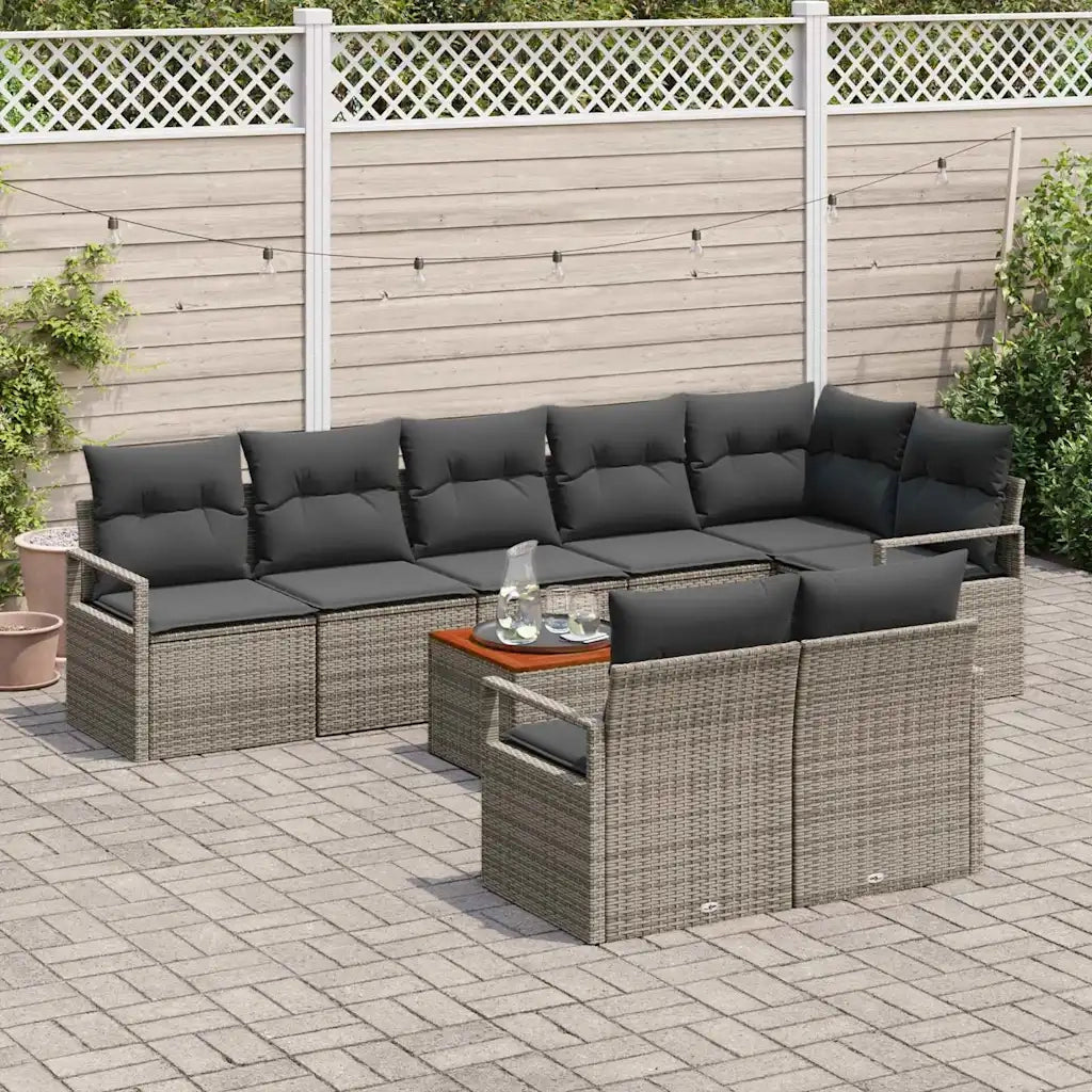 Set Divano da Giardino 9 pcs Grigio polyrattan 3356389