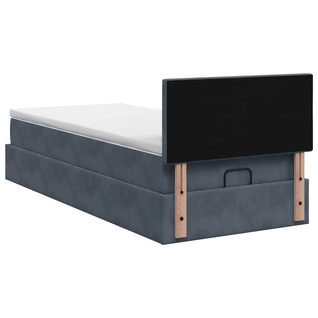 Letto Ottomano con Materasso e LED Grigio Scuro 100 x 200 cm 3457192