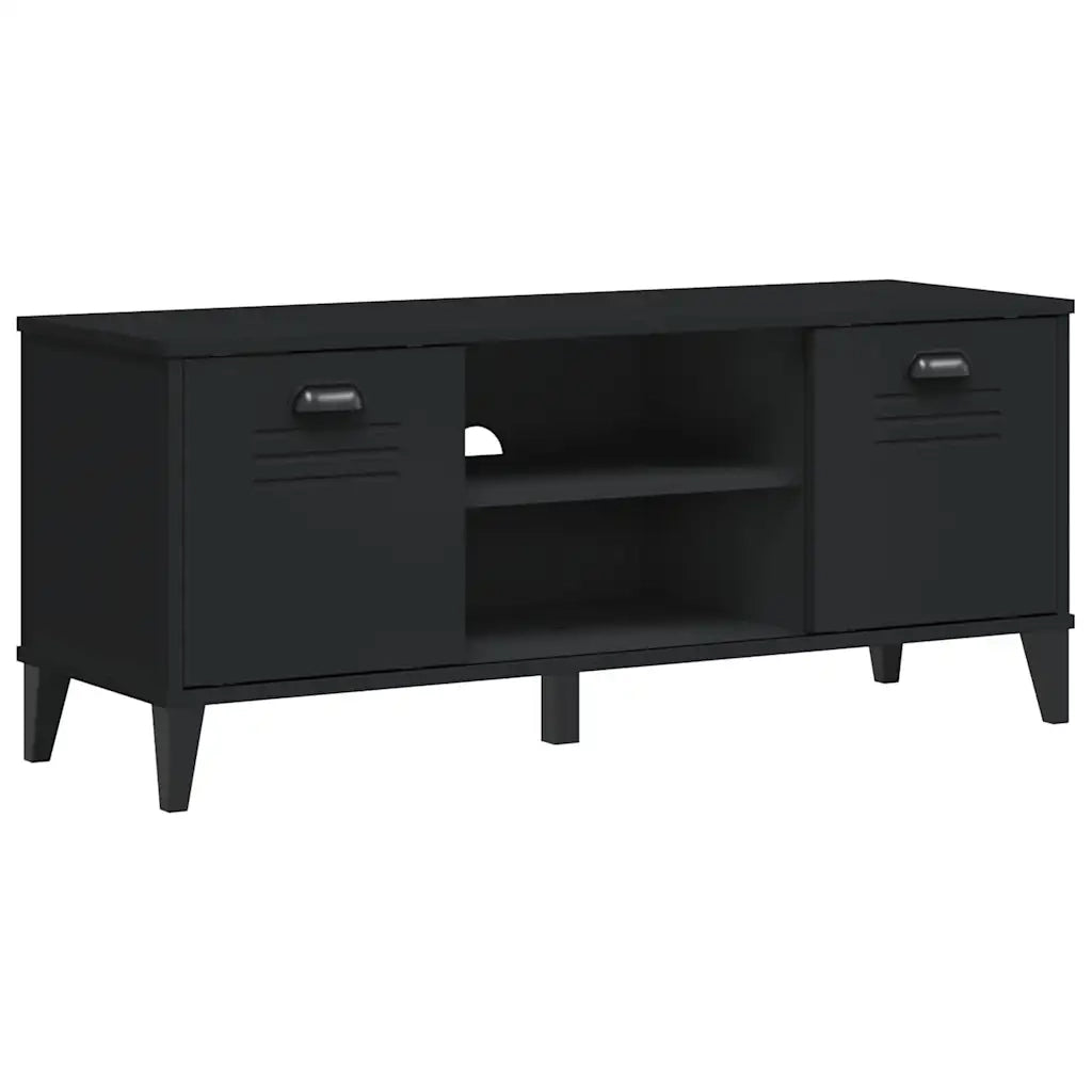 Panca Portascarpe-Sgabello-Panca Scarpiera VIKEN Nera 106x35x45 cm Legno Massello Pino