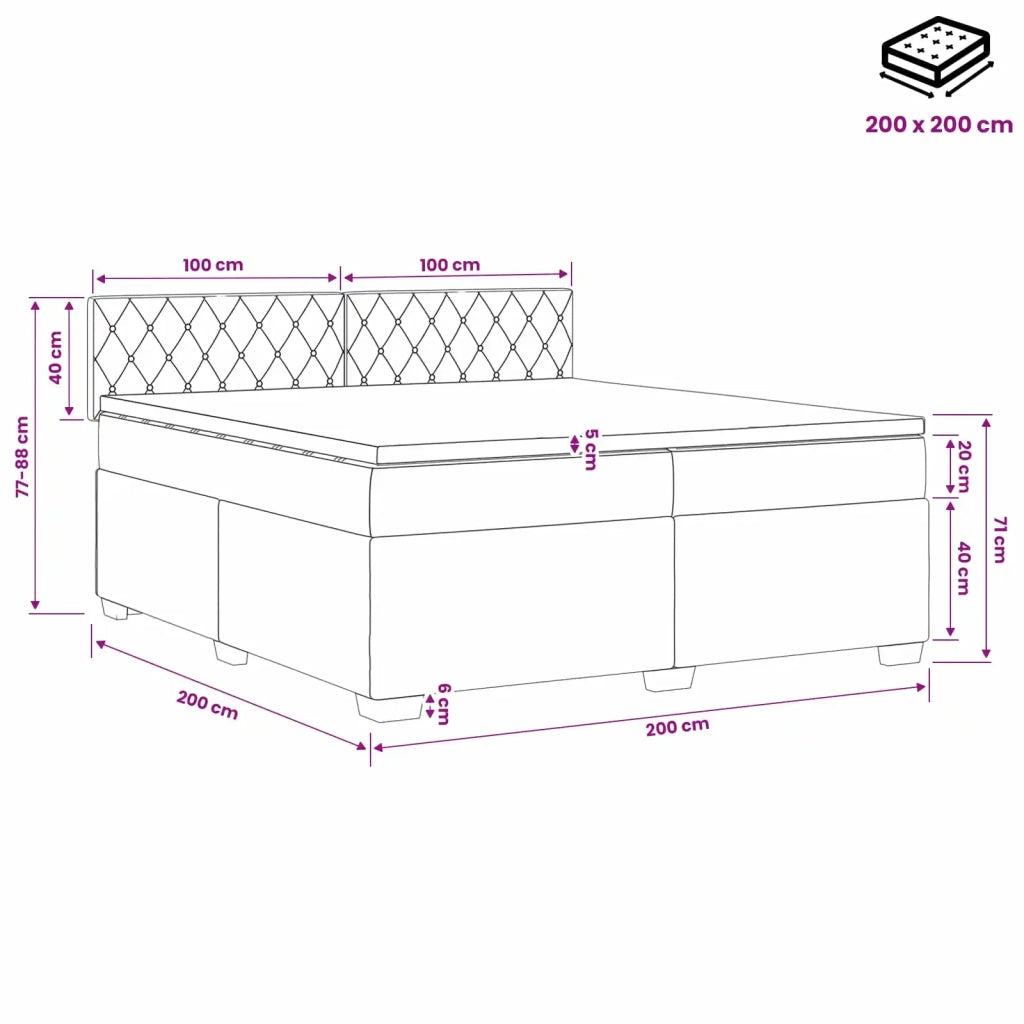 Letto box spring con materasso Rosa 200 x 200 cm Velluto 3450781