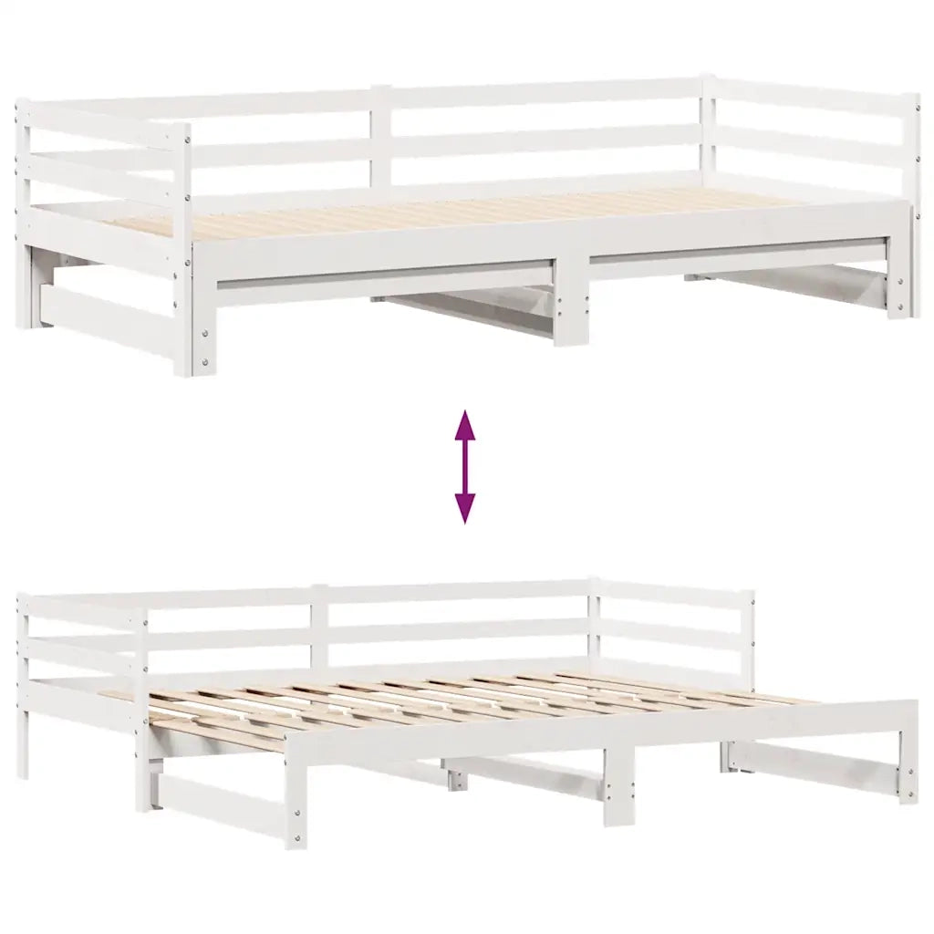 Letto Estraibile con Cassetti senza Materasso Bianco 90x190 cm