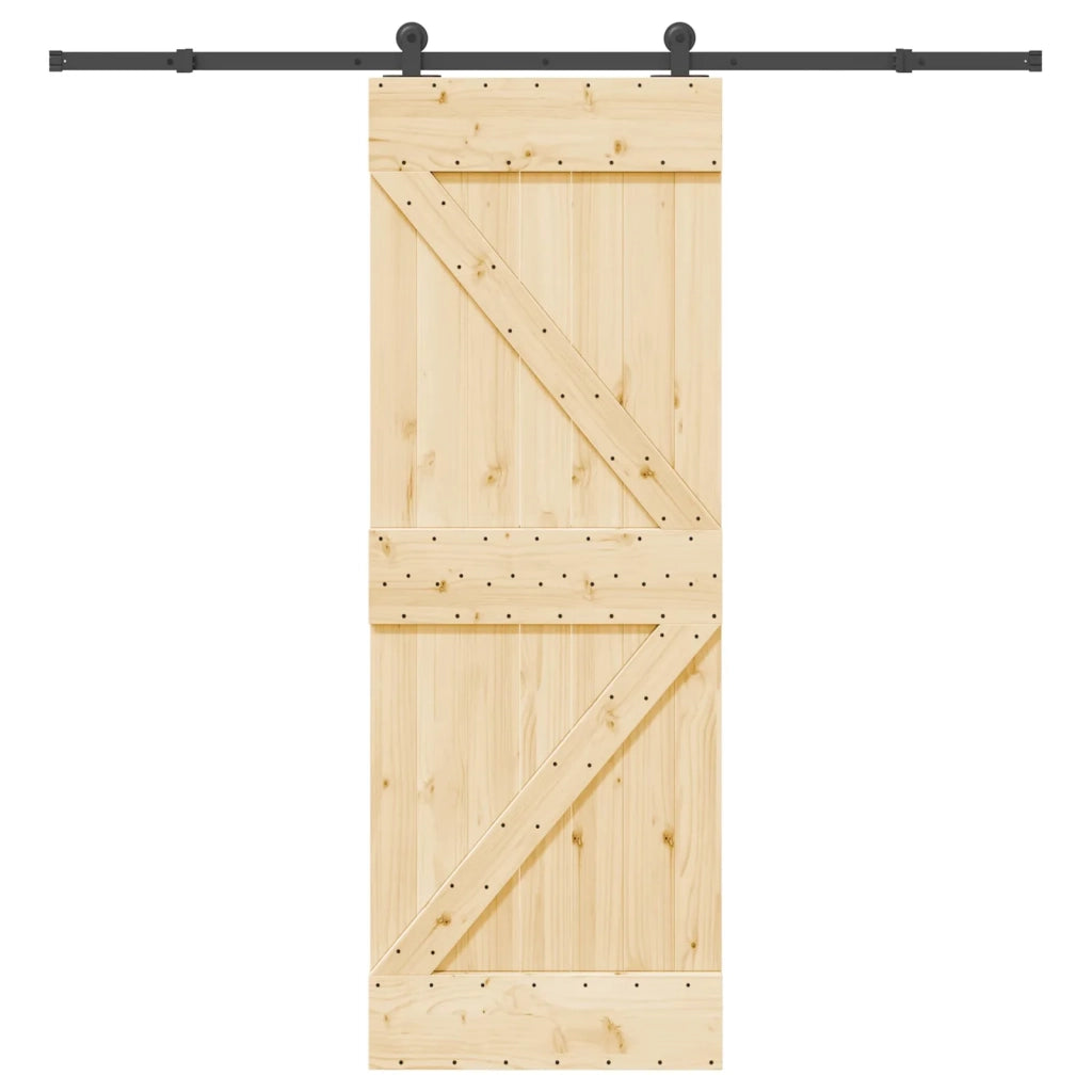 Porta scorrevole NARVIK Naturale e Nero 70 x 210 cm (213,5 cm)