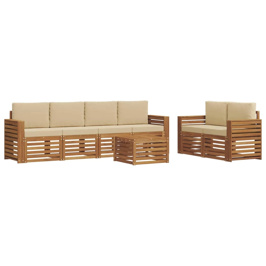 Set di divani da esterno con cuscino 7 pcs Naturale e Beige