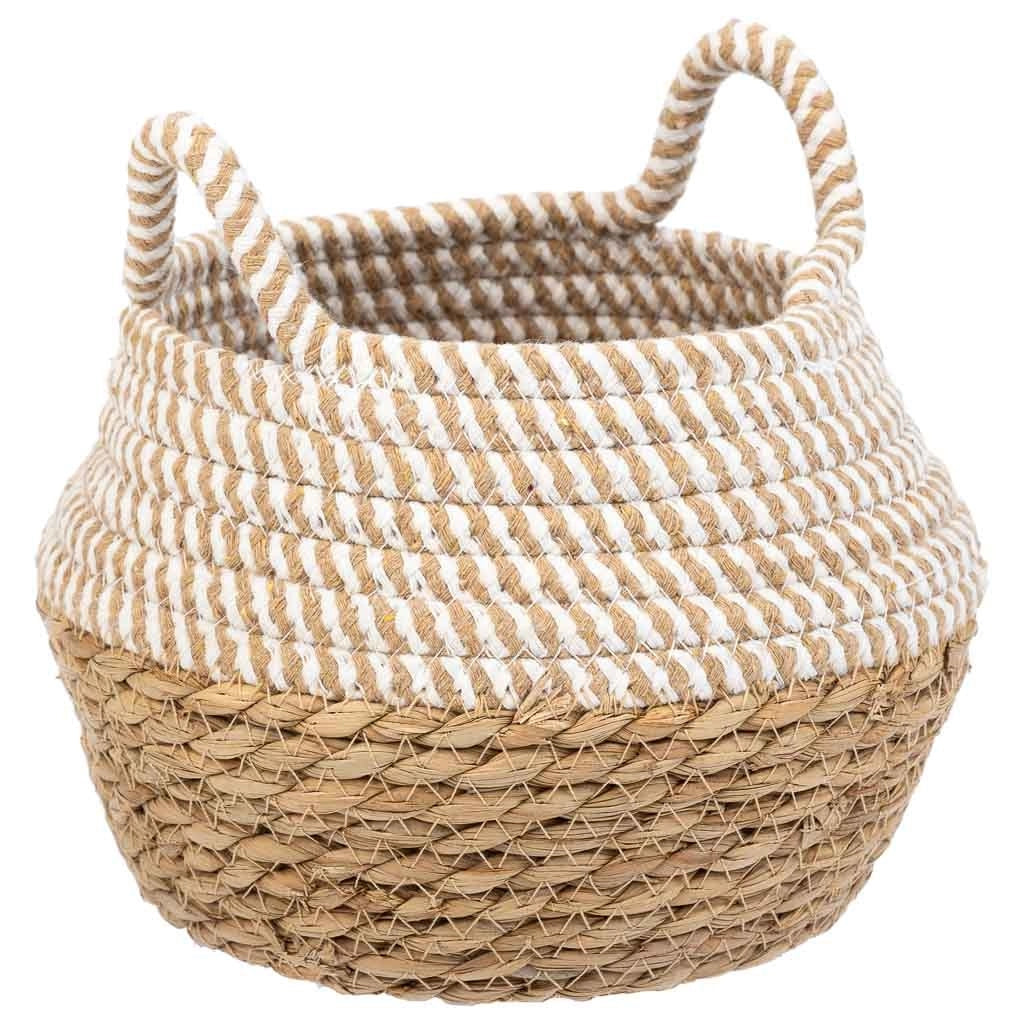 Cestino in fibra naturale e cotone marrone D18x13/16,5