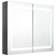 Armadietto Bagno | Armadio da bagno con Specchio e LED Grigio Lucido 80x12x68 cm