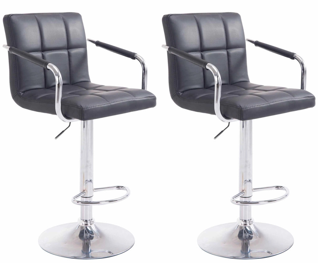 Set 2 sgabelli design Lucy V2 in similpelle nero,cromo