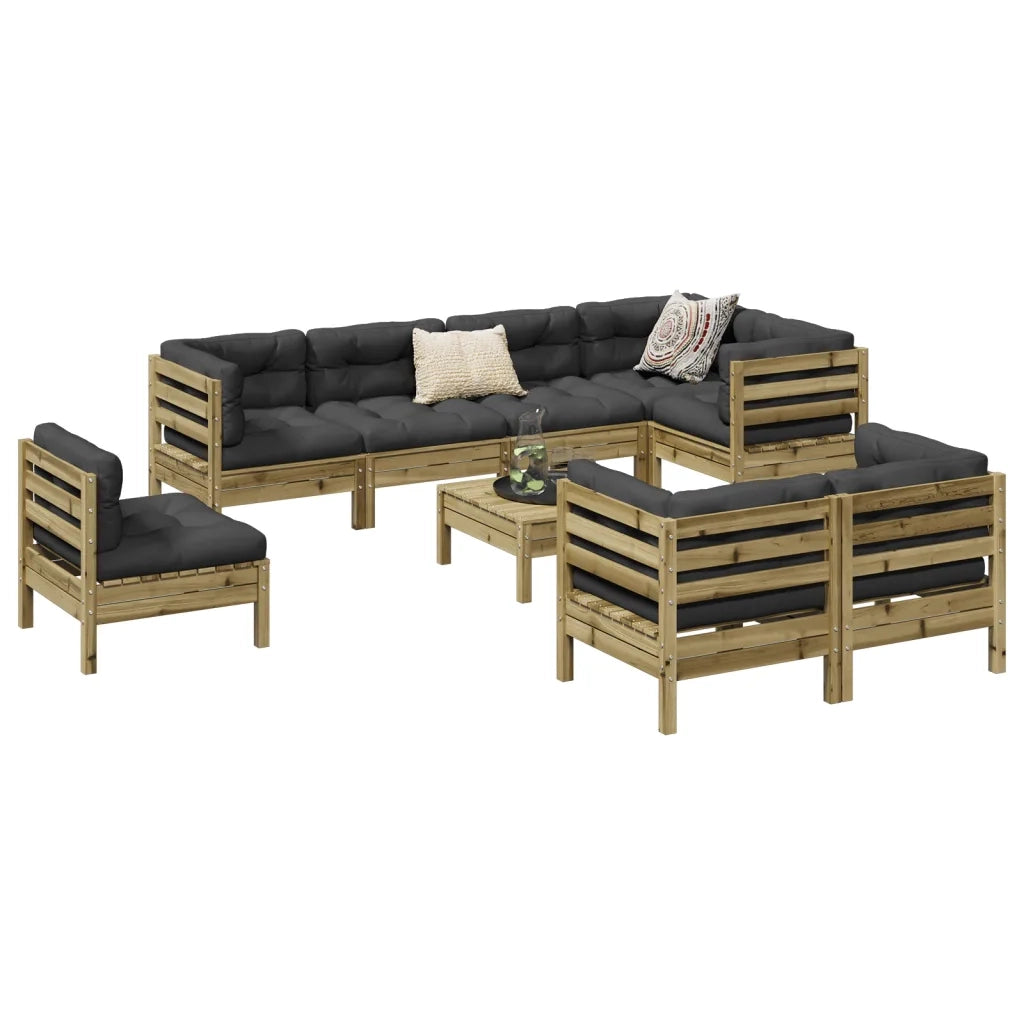 Set Divani da Giardino 9pz con Cuscini Legno Impregnato di Pino 3299518