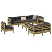 Set Divani da Giardino 9pz con Cuscini Legno Impregnato di Pino 3299518