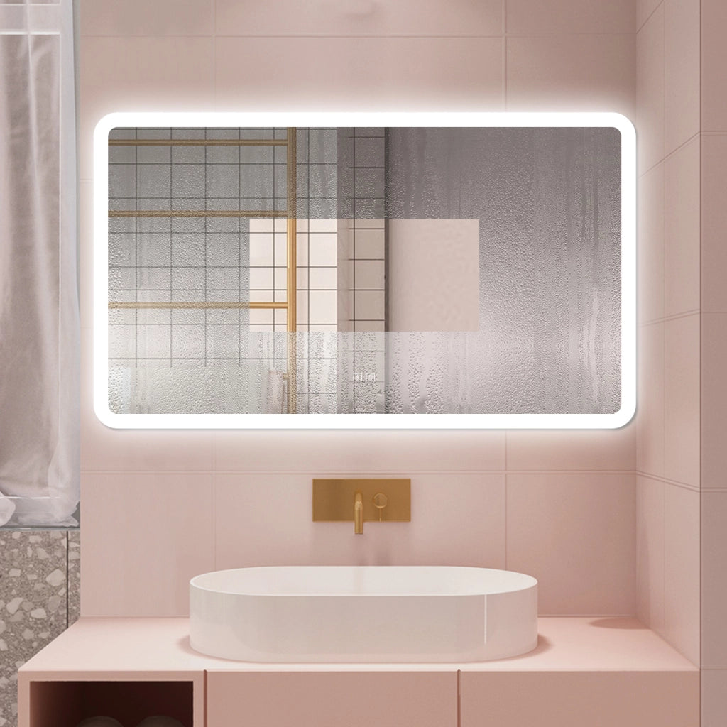 AICA Specchio da bagno  70 x 120 cm, dimmerabile, Blue tooth, Funzione Memoria, antiappannamento, 3 colori