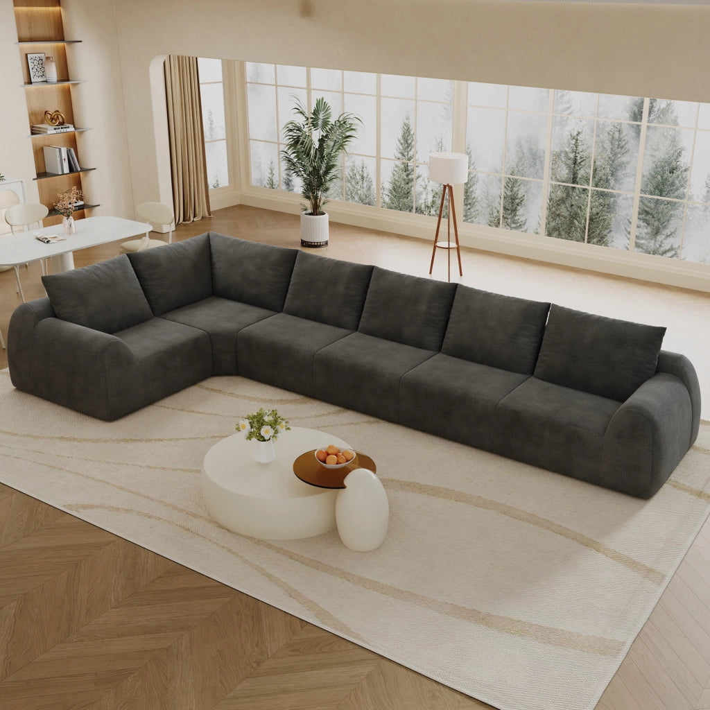 Divano in ciniglia grigio scuro 401x200x85 cm