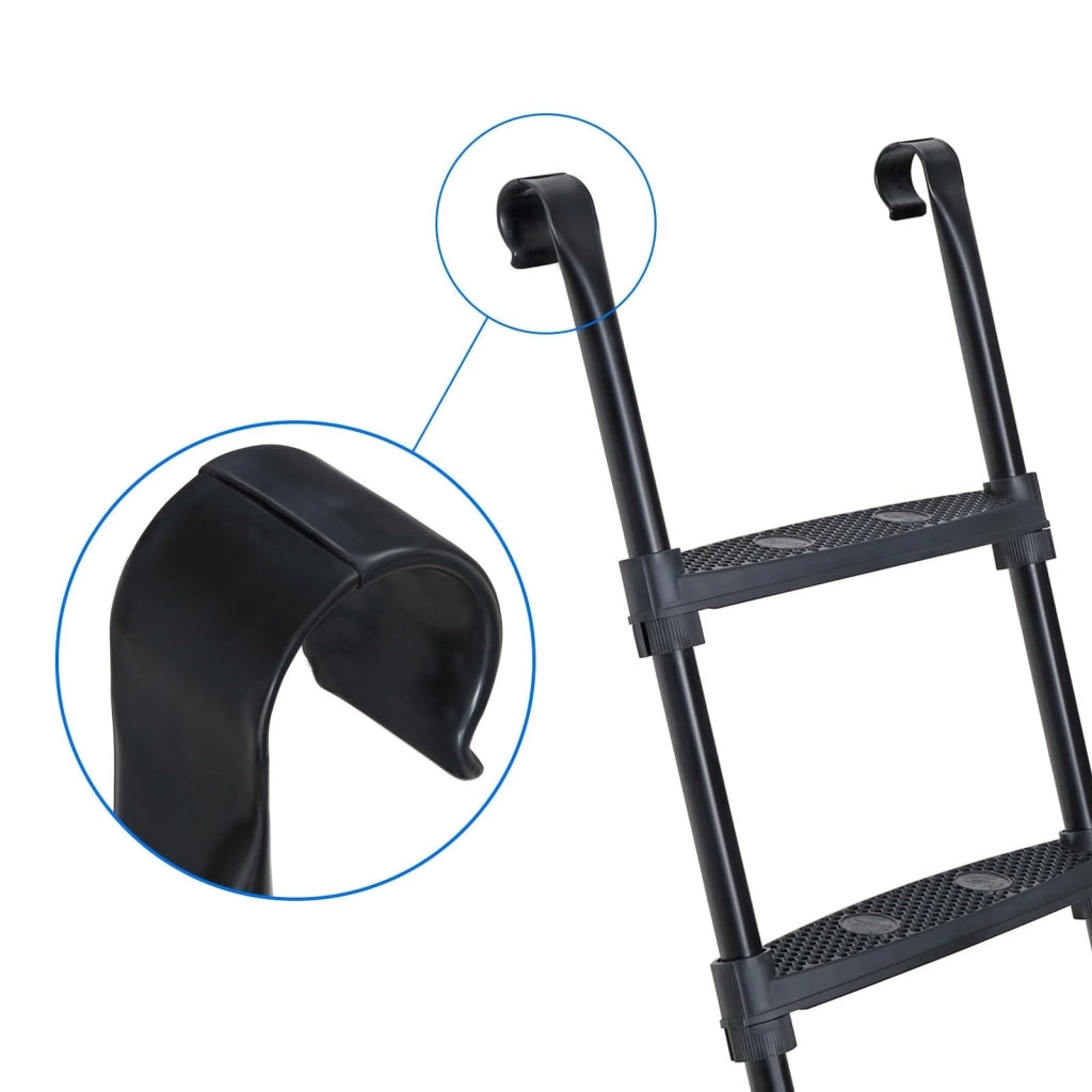 Scala per trampolino antiscivolo altezza 90 cm con struttura in metallo e gradini larghi nera 12_0002068