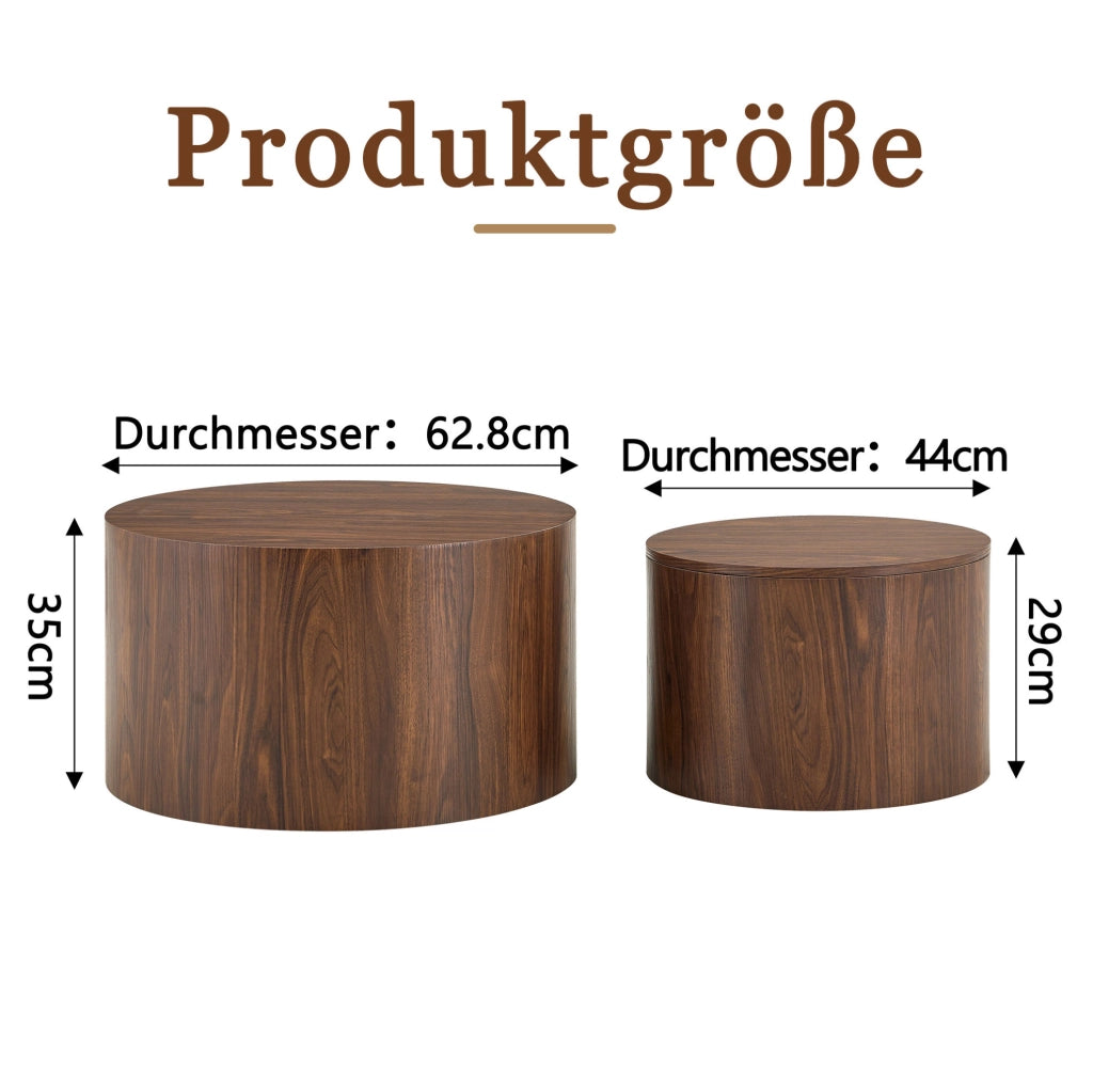 Set di tavolini da caffè impilabili con coperchio rimovibile in MDF colore noce