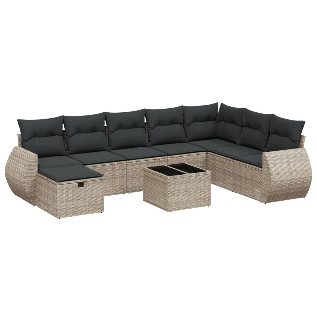 Set Divano da Giardino 9 pz con Cuscini Grigio in Polyrattan 3264216