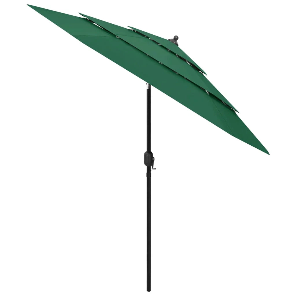 Ombrellone 3 livelli con palo in alluminio 2,5 m verde 02_0008779