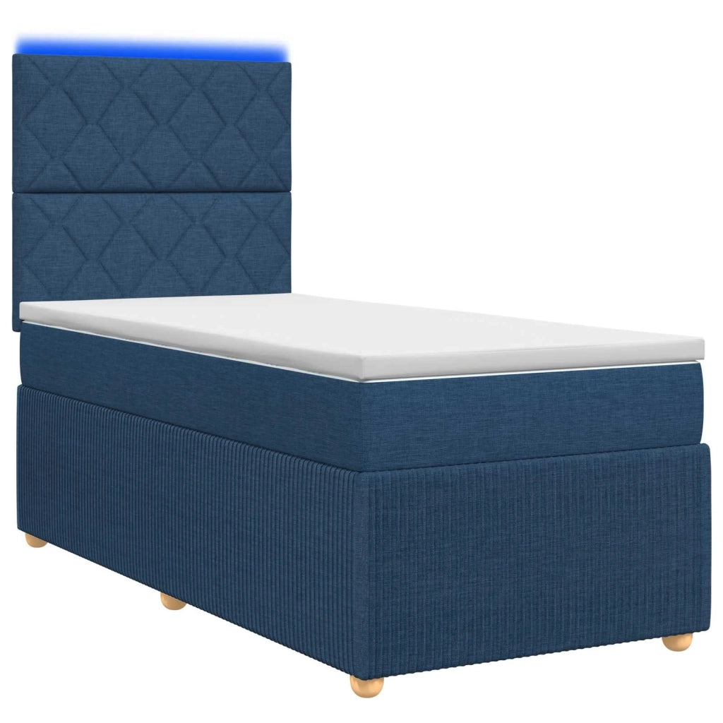 Letto Box Spring LED con Materasso Blu 80 x 200 cm Tessuto 3455740