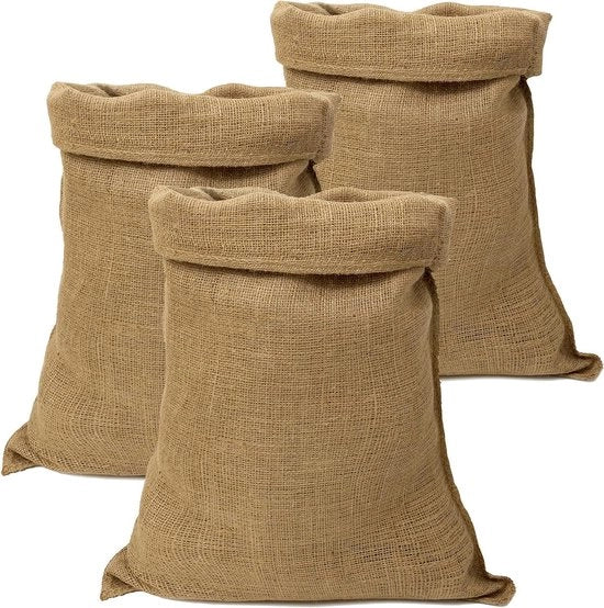 Borsa di juta 80 x 50 cm Made in Italy 3 pezzi - Materiale naturale per fai da te stesso - Mobili per la conservazione di oggetti in giardino.