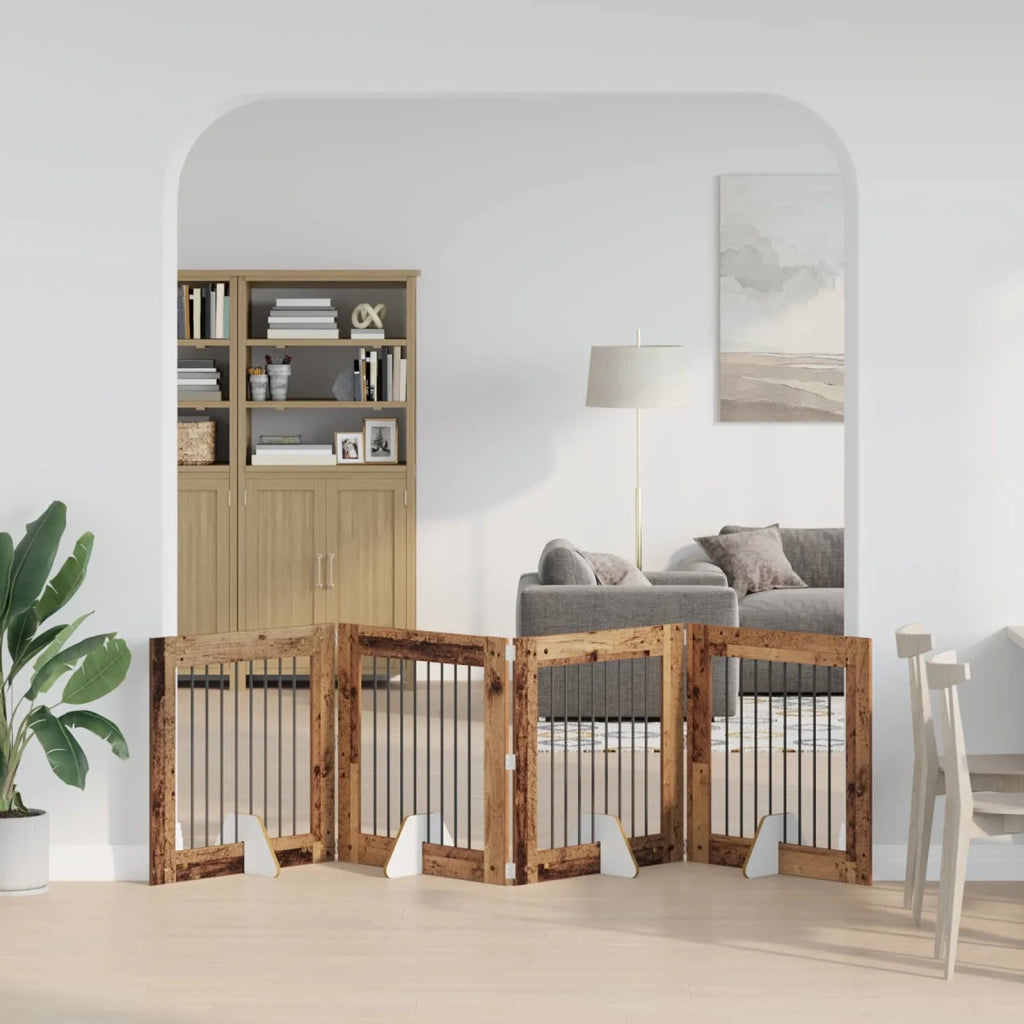 Cancello per cani con supporti 4 pz Legno antico 80 x 80 cm CFW7933744