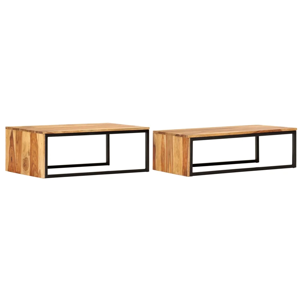 Tavolini Impilabili 2 pz in Legno Massello di Acacia 287331