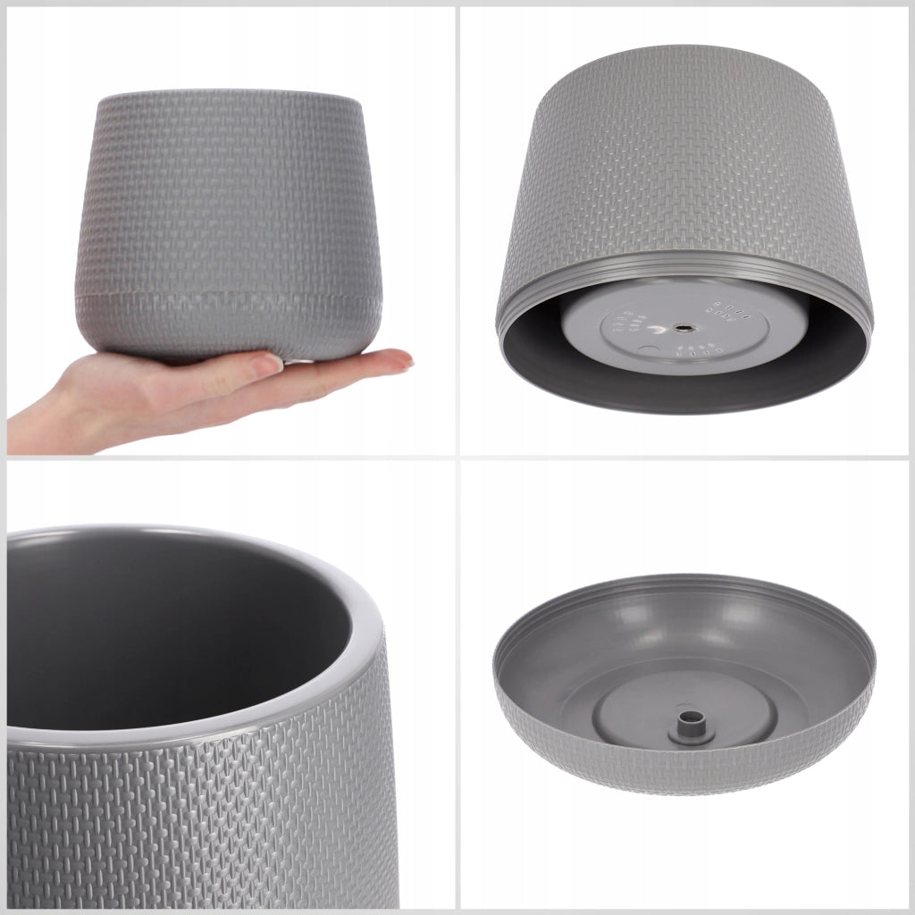 Vaso da fiori KADAX con supporto, 13 cm, coperchio in sughero, supporto per fiori, grigio