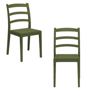 Set 2 Sedie in polipropilene REA, MADE IN ITALY, impilabile, resistente ai raggi UV, design classico, ideale per sala da pranzo, cucina, sala d’attesa, bar, ristoranti o giardino, colore Verde Oliva