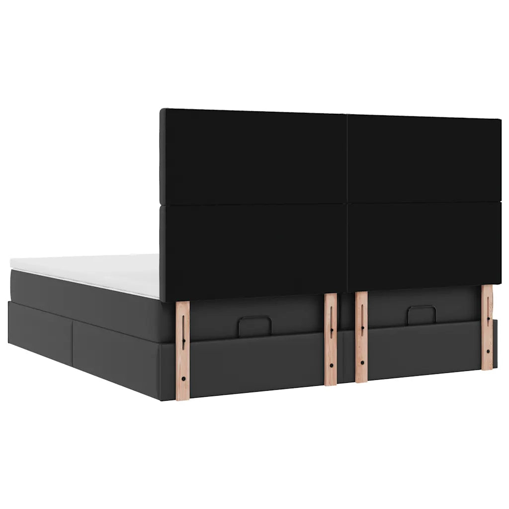 Struttura Letto Pouf con Materassi Nero 180x200 cm Similpelle 3313654