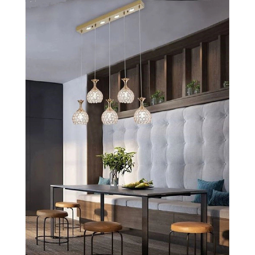 Trade Shop - Lampadario Da Soffitto A Sospensione Plafoniera Sfere Cristalli Attacco G9 B26 -