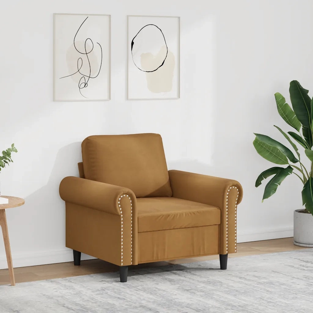 Poltrona-Divano Sedia-Poltroncina Marrone 60 cm Velluto 831682